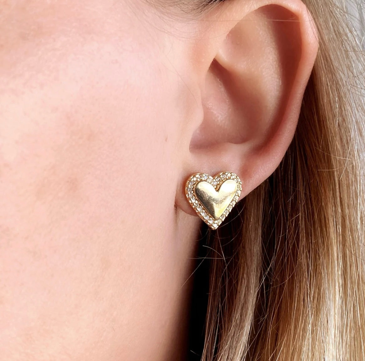 Cubic Zirconia Heart Earrings