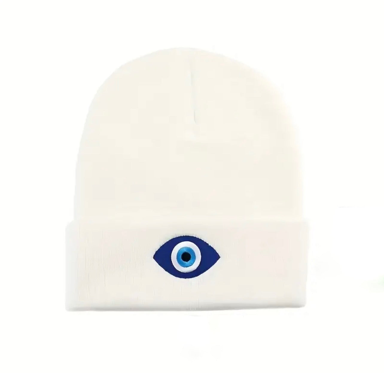 Evil Eye Beanie White